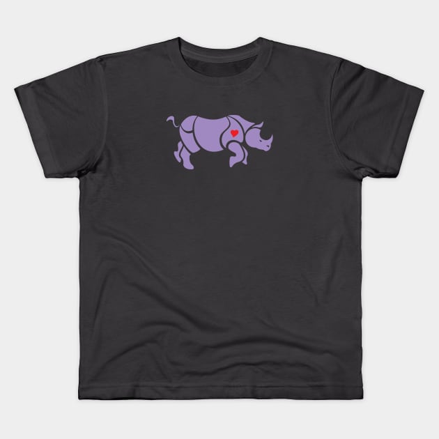 Purple Rhinoceros Gay Symbol Kids T-Shirt by SapphicReality